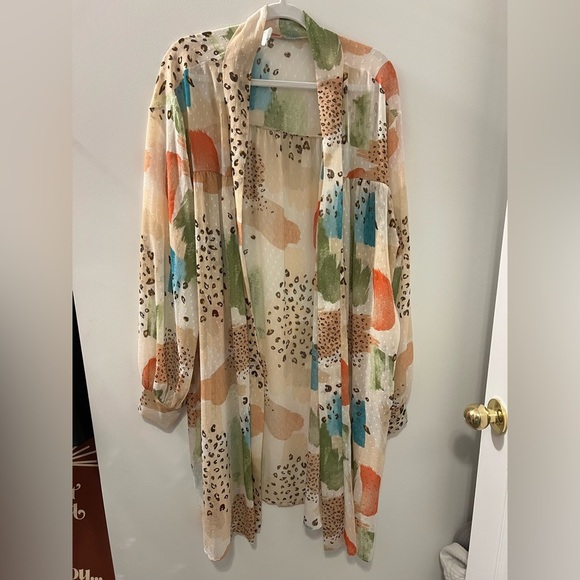 Vada Winter Multicolor & Print Kimono Duster - Picture 3 of 9